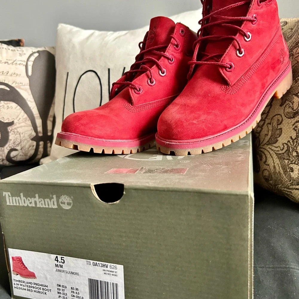 Timberland 6" Premium 50th Anniversary Waterproof Boots Red Sz 4.5🔥🔥🔥 - Picture 3 of 6